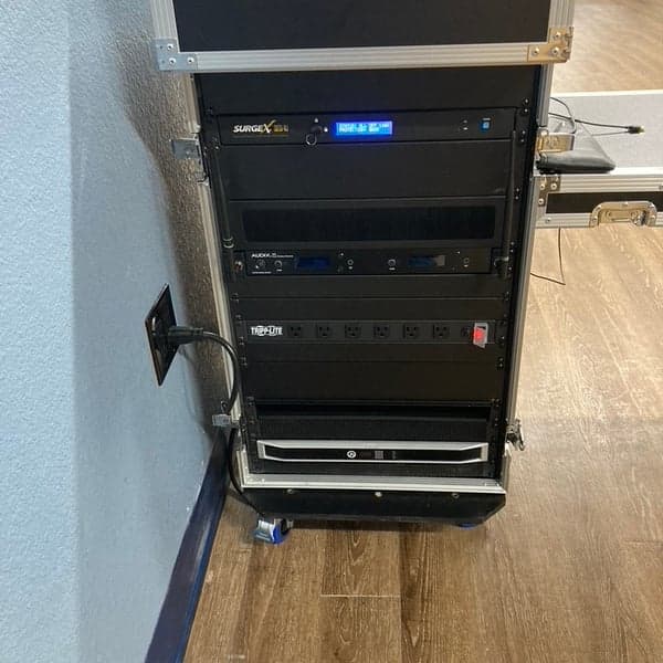 Lockable rack for school auditorium