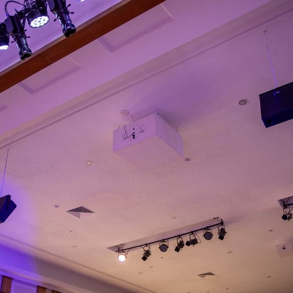 Speakers and Sub viewed from the stage