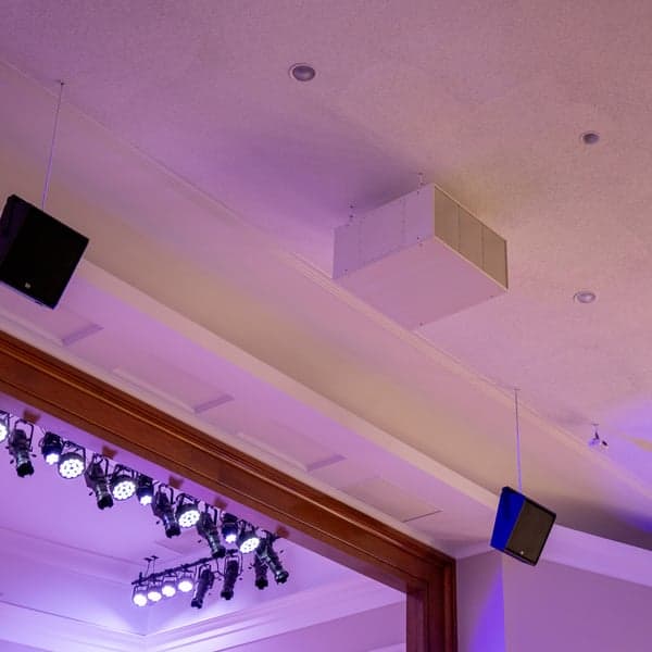 Danely Sound Labs SM90 mains and DBH218 Subwoofer. SH110 Balcony fill.